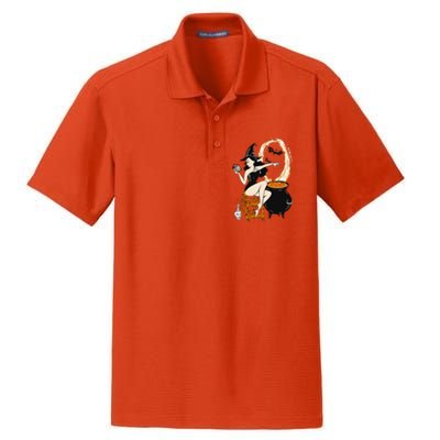 Halloween Witch Pin Up Vintage Retro Dry Zone Grid Polo