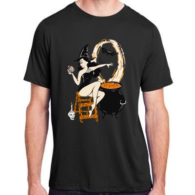 Halloween Witch Pin Up Vintage Retro Adult ChromaSoft Performance T-Shirt