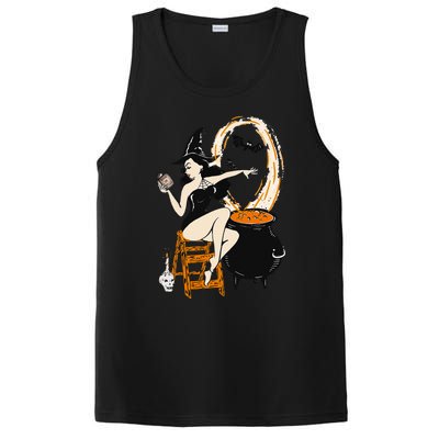 Halloween Witch Pin Up Vintage Retro PosiCharge Competitor Tank