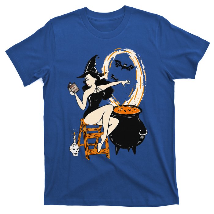 Halloween Witch Pin Up Vintage Retro T-Shirt