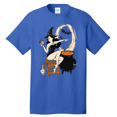 Halloween Witch Pin Up Vintage Retro Tall T-Shirt