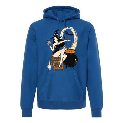 Halloween Witch Pin Up Vintage Retro Premium Hoodie