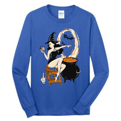 Halloween Witch Pin Up Vintage Retro Tall Long Sleeve T-Shirt