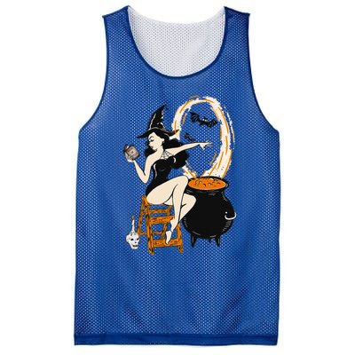 Halloween Witch Pin Up Vintage Retro Mesh Reversible Basketball Jersey Tank