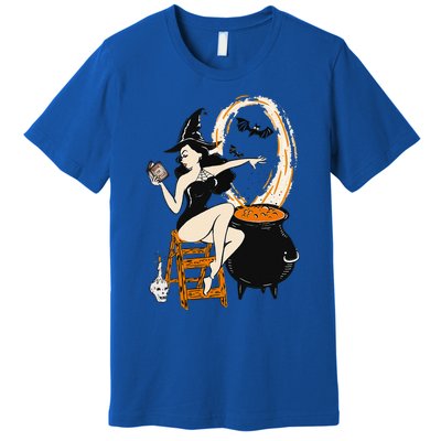 Halloween Witch Pin Up Vintage Retro Premium T-Shirt