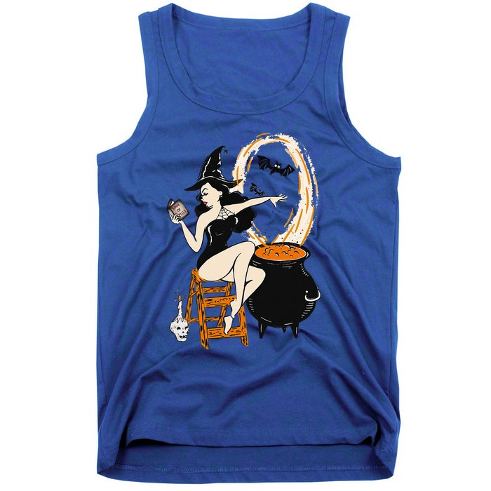 Halloween Witch Pin Up Vintage Retro Tank Top