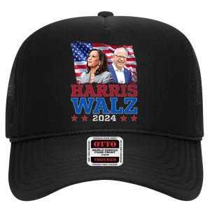 Harris Walz President Election 2024 Kamala Harris Tim Walz High Crown Mesh Back Trucker Hat