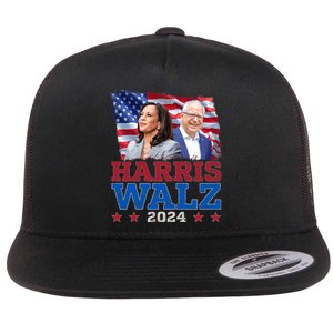 Harris Walz President Election 2024 Kamala Harris Tim Walz Flat Bill Trucker Hat