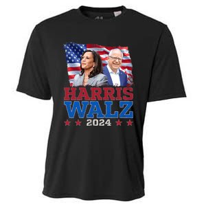 Harris Walz President Election 2024 Kamala Harris Tim Walz America Flag Design Cooling Performance Crew T-Shirt