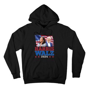 Harris Walz President Election 2024 Kamala Harris Tim Walz America Flag Design Hoodie