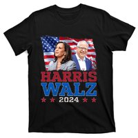 Harris Walz President Election 2024 Kamala Harris Tim Walz America Flag Design T-Shirt