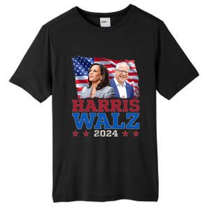 Harris Walz President Election 2024 Kamala Harris Tim Walz America Flag Design Tall Fusion ChromaSoft Performance T-Shirt