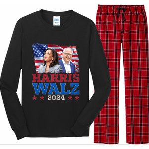 Harris Walz President Election 2024 Kamala Harris Tim Walz America Flag Design Long Sleeve Pajama Set