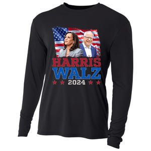 Harris Walz President Election 2024 Kamala Harris Tim Walz America Flag Design Cooling Performance Long Sleeve Crew