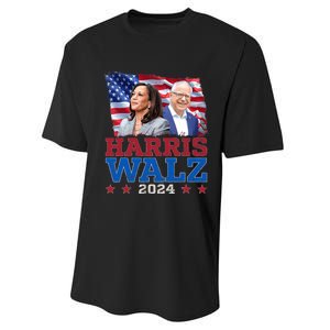 Harris Walz President Election 2024 Kamala Harris Tim Walz America Flag Design Performance Sprint T-Shirt