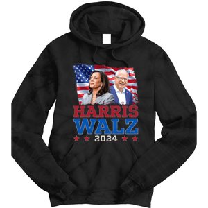 Harris Walz President Election 2024 Kamala Harris Tim Walz America Flag Design Tie Dye Hoodie