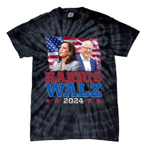 Harris Walz President Election 2024 Kamala Harris Tim Walz America Flag Design Tie-Dye T-Shirt