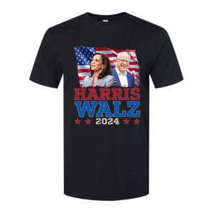 Harris Walz President Election 2024 Kamala Harris Tim Walz America Flag Design Softstyle CVC T-Shirt