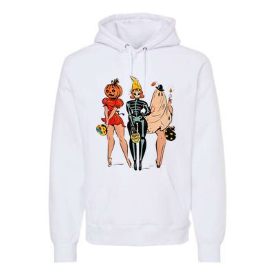 Halloween Witch Pin Up Retro Vintage Pumpkin Premium Hoodie