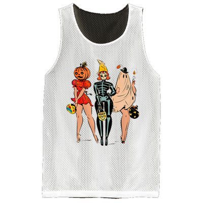 Halloween Witch Pin Up Retro Vintage Pumpkin Mesh Reversible Basketball Jersey Tank