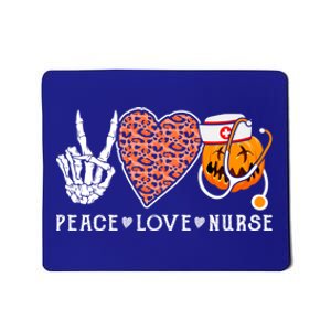 Healthcare Worker Peace Love Nurse Halloween Pumpkin Leopard Gift Mousepad