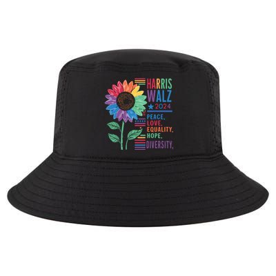 Harris Walz Peace Love Equality Hope Diversity Kamala 2024 Cool Comfort Performance Bucket Hat