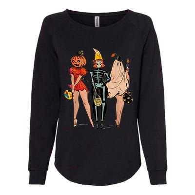 Halloween Witch Pin Up Retro Vintage Pumpkin Womens California Wash Sweatshirt