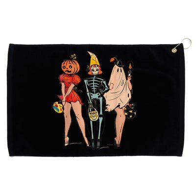 Halloween Witch Pin Up Retro Vintage Pumpkin Grommeted Golf Towel