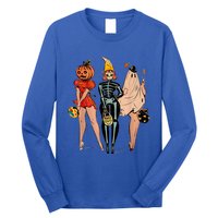 Halloween Witch Pin Up Retro Vintage Pumpkin Long Sleeve Shirt