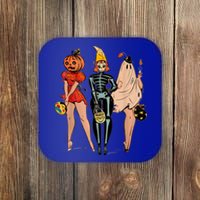 Halloween Witch Pin Up Retro Vintage Pumpkin Coaster