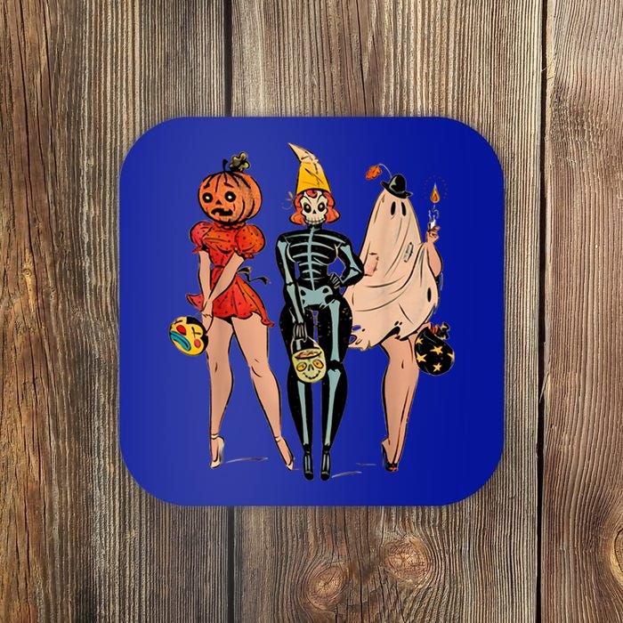 Halloween Witch Pin Up Retro Vintage Pumpkin Coaster