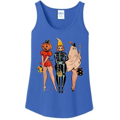 Halloween Witch Pin Up Retro Vintage Pumpkin Ladies Essential Tank