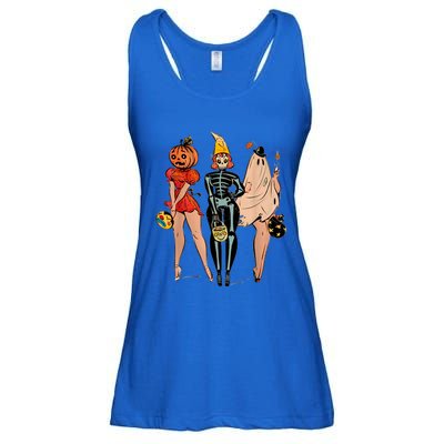 Halloween Witch Pin Up Retro Vintage Pumpkin Ladies Essential Flowy Tank