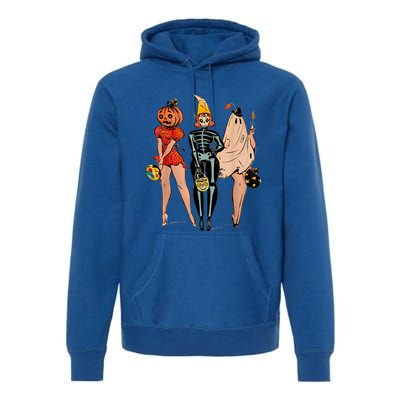 Halloween Witch Pin Up Retro Vintage Pumpkin Premium Hoodie