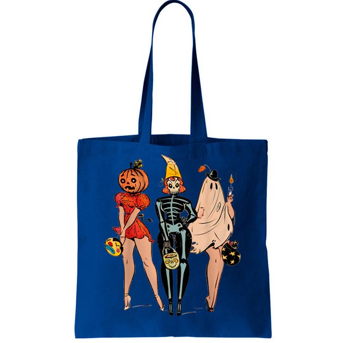 Halloween Witch Pin Up Retro Vintage Pumpkin Tote Bag