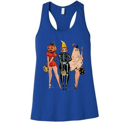 Halloween Witch Pin Up Retro Vintage Pumpkin Women's Racerback Tank