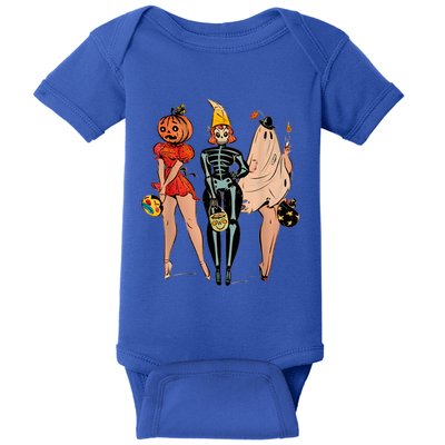 Halloween Witch Pin Up Retro Vintage Pumpkin Baby Bodysuit