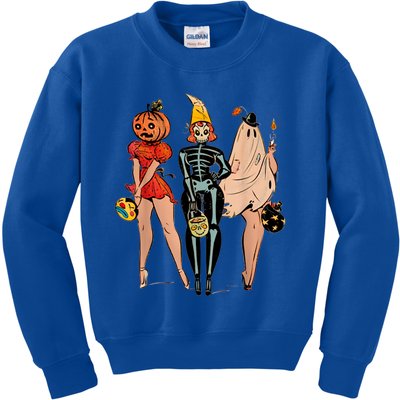 Halloween Witch Pin Up Retro Vintage Pumpkin Kids Sweatshirt