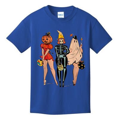 Halloween Witch Pin Up Retro Vintage Pumpkin Kids T-Shirt