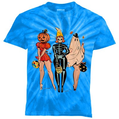 Halloween Witch Pin Up Retro Vintage Pumpkin Kids Tie-Dye T-Shirt