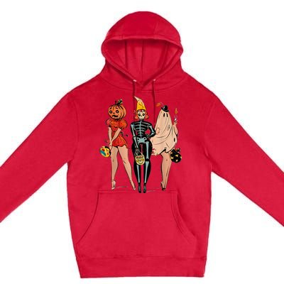 Halloween Witch Pin Up Retro Vintage Pumpkin Premium Pullover Hoodie