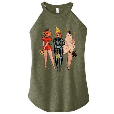 Halloween Witch Pin Up Retro Vintage Pumpkin Women's Perfect Tri Rocker Tank