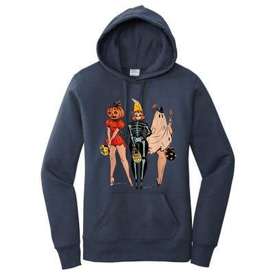 Halloween Witch Pin Up Retro Vintage Pumpkin Women's Pullover Hoodie