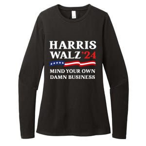 Harris Waltz President Election Patriotic 2024 Mind Your Own Damn Business Funny Womens CVC Long Sleeve Shirt