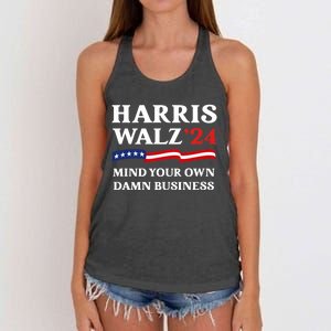 Harris Waltz President Election Patriotic 2024 Mind Your Own Damn Business Funny Women's Knotted Racerback Tank