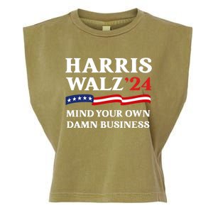 Harris Waltz President Election Patriotic 2024 Mind Your Own Damn Business Funny Garment-Dyed Women's Muscle Tee