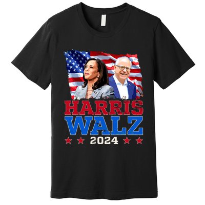 Harris Walz President Election 2024 Kamala Harris Tim Walz Premium T-Shirt