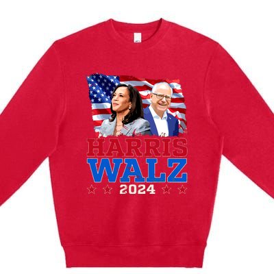 Harris Walz President Election 2024 Kamala Harris Tim Walz Premium Crewneck Sweatshirt