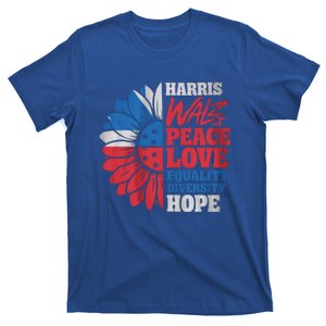 Harris Walz Peace Love Equality Diversity Hope Sunflower Gift T-Shirt