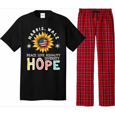 Harris Walz Peace Love Equality Diversity Hope Sunflower Gift Pajama Set